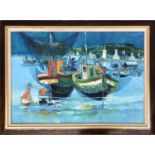 Rene Margotton, 'Pecheurs au petit port', oil on canvas, signed, 63x90cm