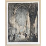 An early 20th century colour engraving Laon Cathedral, 41x31cm