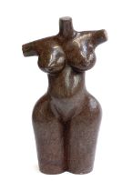 An African marble fertility figure, 22cmH