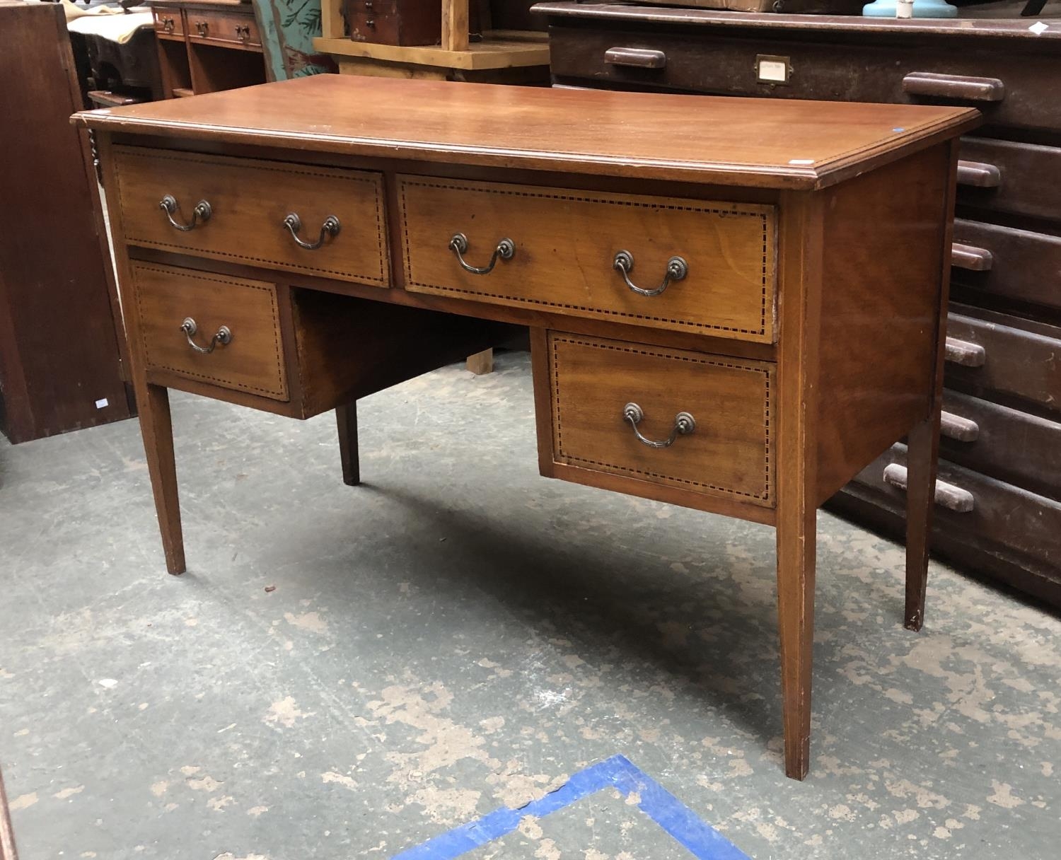 An early 20th century mahogany dressing table, with four drawers surrounding a kneehole, - Image 2 of 2