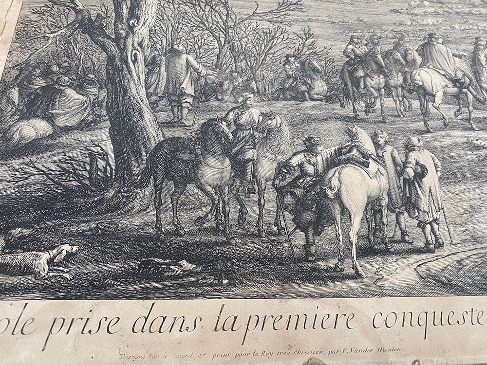 After Adam Frans van der Meulen (1632-1690), a late 17th century engraving, 'Dole prise dans la - Image 2 of 7