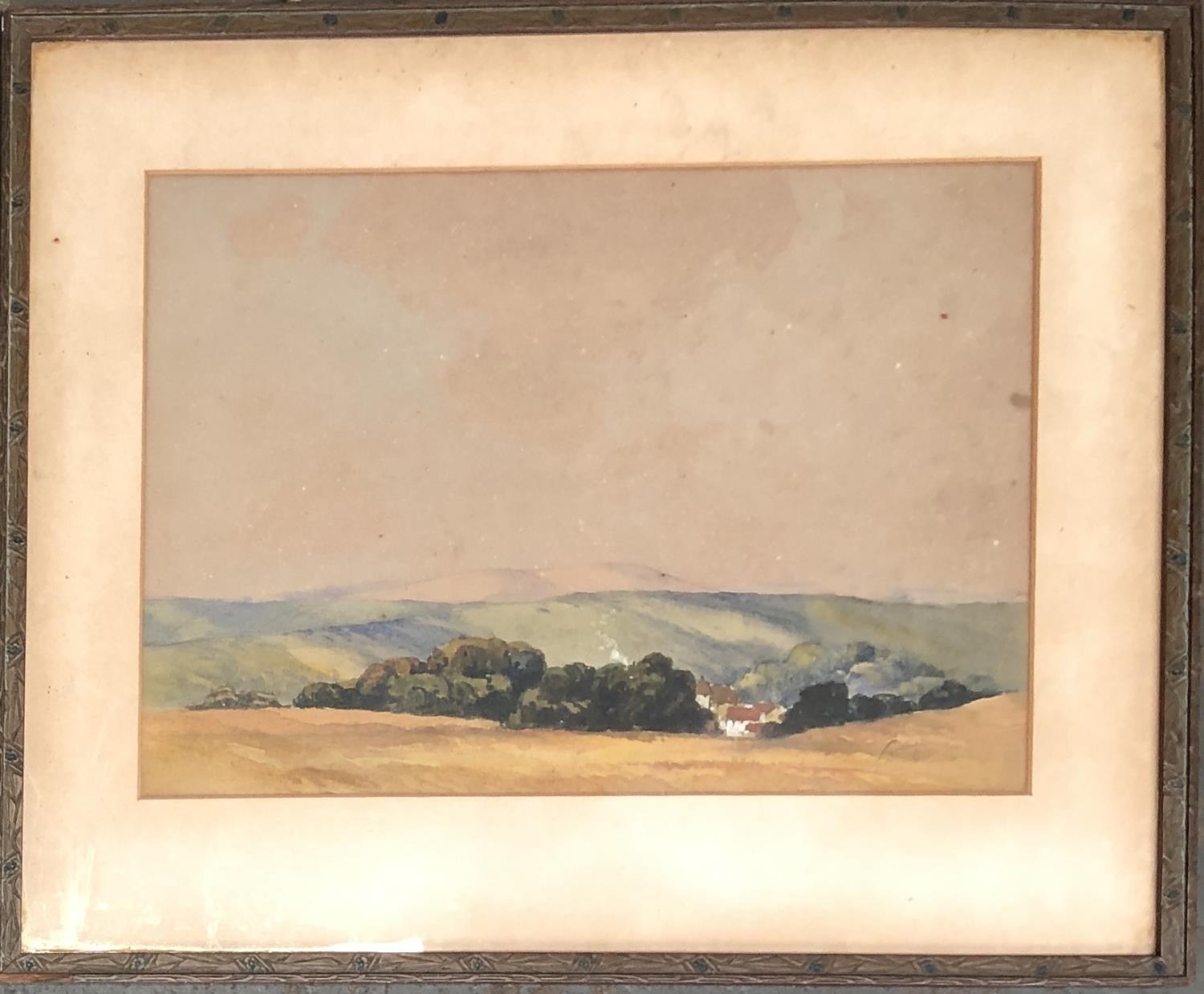 John Littlejohns (1874-1955), 'The Downland Farm', watercolour, signed, 26x36cm