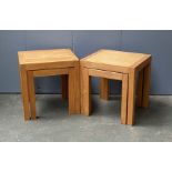 A pair of Laura Ashley light oak occasional table nests, each of two tables, 40x45x46xmH