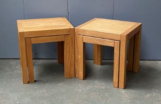 A pair of Laura Ashley light oak occasional table nests, each of two tables, 40x45x46xmH