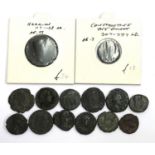 A quantity of Roman coins to include Constantine the Great, Hadrian, etc