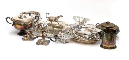 A quantity of good silver plate to include Barker Ellis, Hardy Bros, entre dishes, three arm