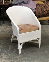 A white Lloyd Loom style chair, 50cmW
