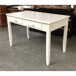 A white painted side table with two drawers, 121x66x80cmH