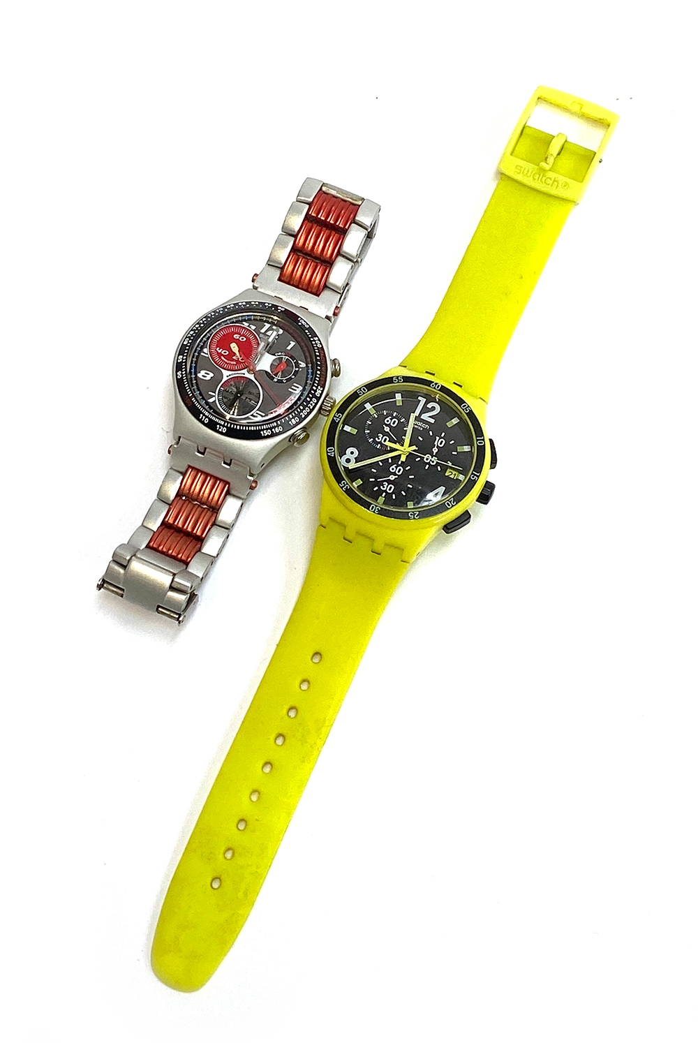 A Swatch Irony gents aluminium cased watch; together with a Swatch watch with yellow rubber strap - Image 2 of 2