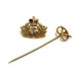 A 9ct gold and enamel regimental Royal Navy sweetheart brooch, 2.2cmW, 3g; together with a 9ct