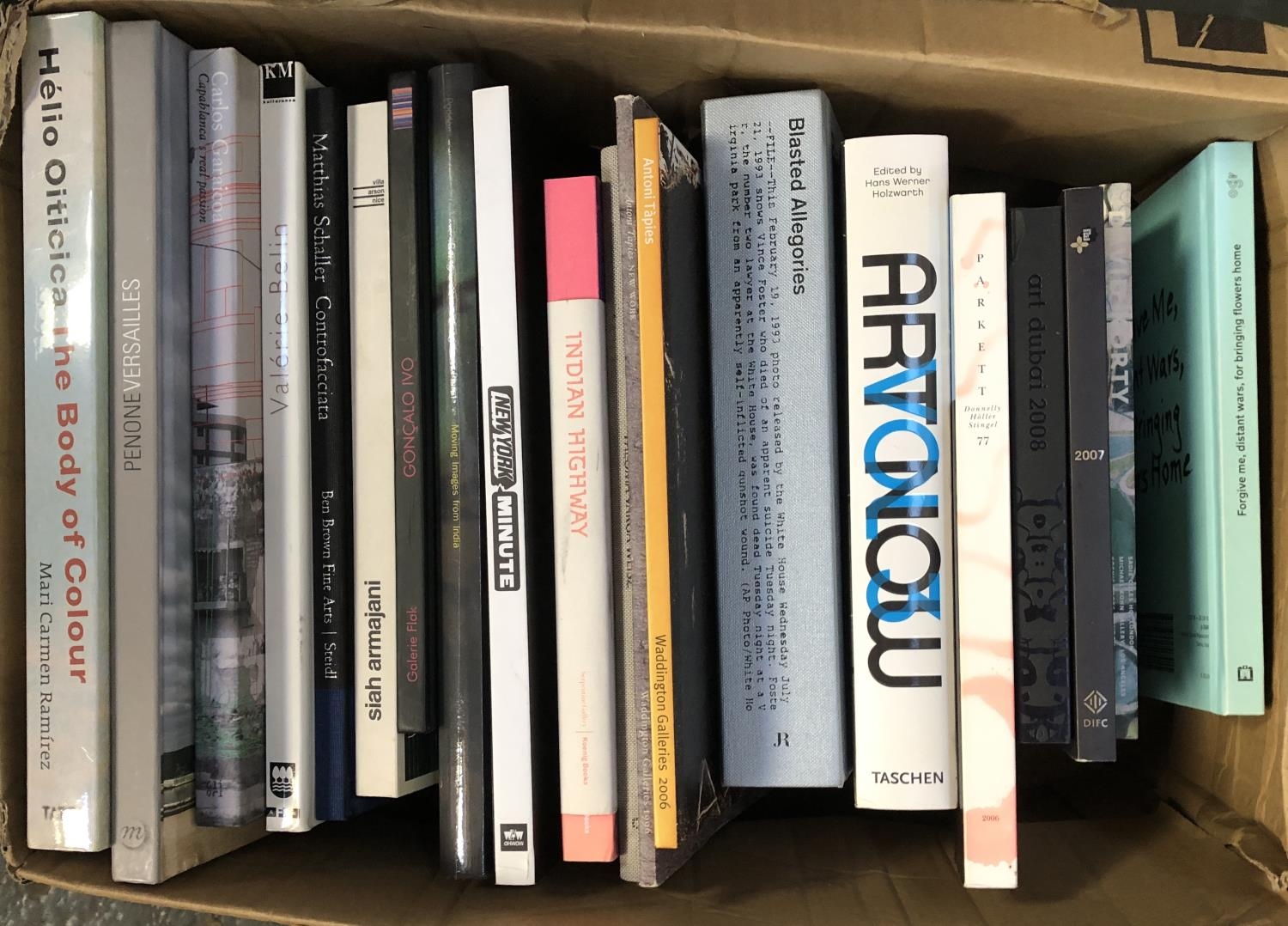 ART CATALOGUES: two boxes of modern, post-modern and contemporary art catalogues including Robyn