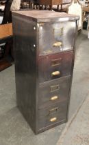 A chromed filing cabinet of four drawers (slightly rusty), 47x62x132cmH
