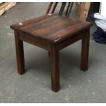 A stained pine square occasional table, 40x40x38cmH