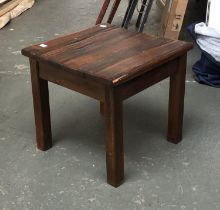A stained pine square occasional table, 40x40x38cmH