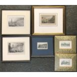 Six 19th and early 20th century engravings, to include 'Somerset House, Strand'; 'Venice'; 'East