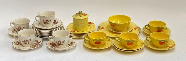 A Royal Doulton 'Wilton' part tea service; together with hand painted yellow fruit design part tea