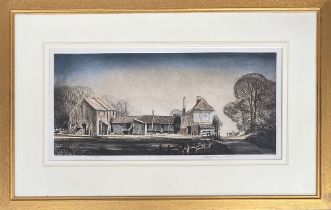 Rowland Hilder, 'Barn at High Halstead' colour etching, signed and numbered in pencil, 63/195,