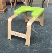 A FeetUp green vinyl and bentwood headstand yoga stool 38cmH rrp. £149
