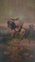 Emile Marin (1876-1940), An Arab Warrior, oil on panel, signed and inscribed 'Marin Tanger', 28x16cm