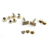 Three 9ct gold dress stud backs, gross weight 2g; a pair of 925 silver cufflinks etc