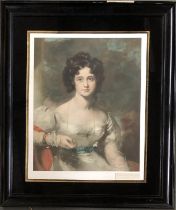 19th century colour mezzotint of Miss Rosamund Croker, after Sir William Lawrence and signed in