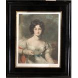 19th century colour mezzotint of Miss Rosamund Croker, after Sir William Lawrence and signed in