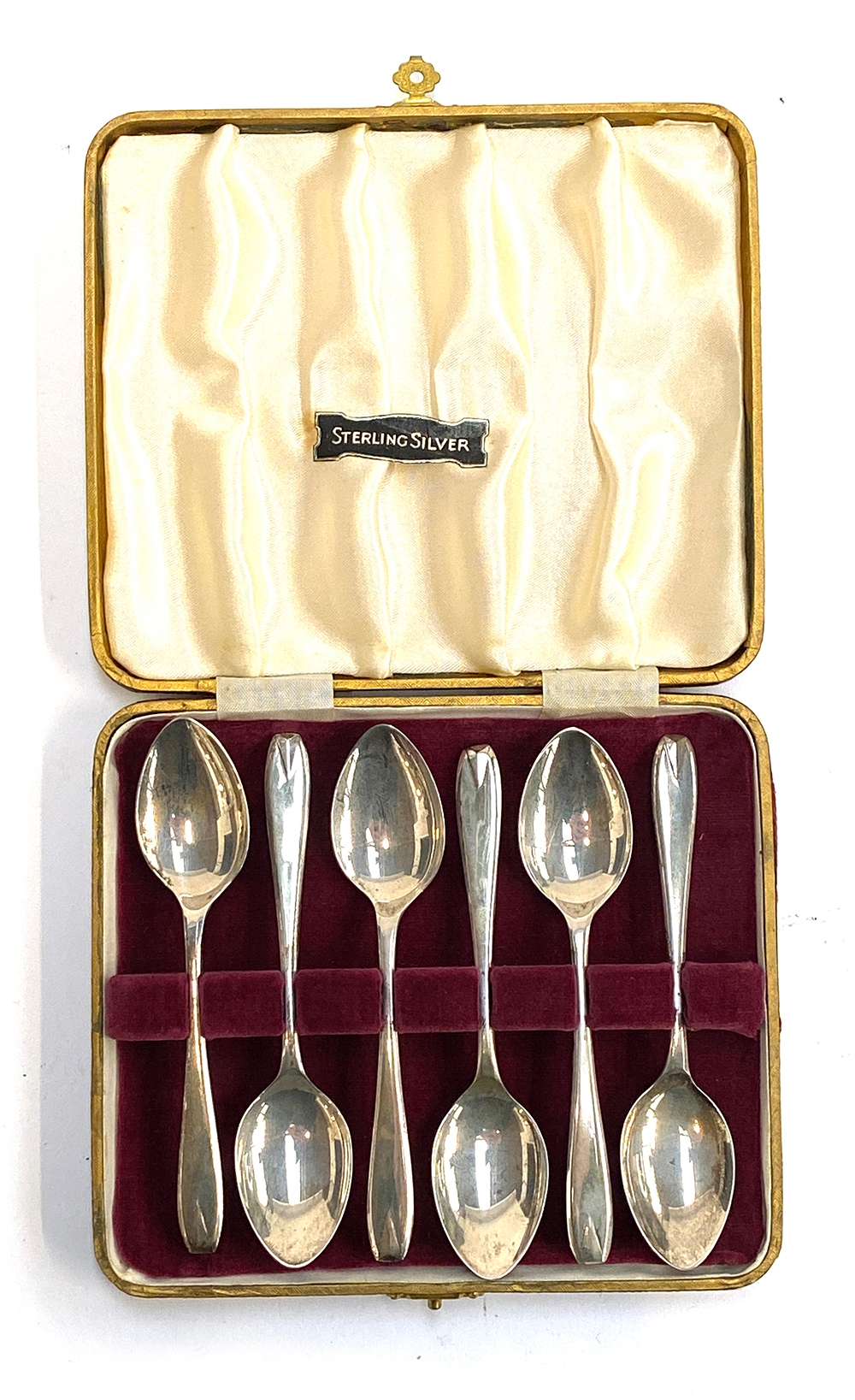 A cased set of six silver teaspoons, hallmarked for Viners, 1956