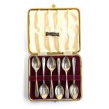 A cased set of six silver teaspoons, hallmarked for Viners, 1956