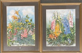 Two 20th century watercolour floral studies, signed E.M Carr, approx. 55x43cm, 60x41cm