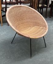 A Mid Century rattan 'atomic' chair, 75cmW