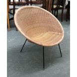 A Mid Century rattan 'atomic' chair, 75cmW