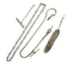 A white metal snake link fob chain, the T bar stamped ALBO NCR Co. REG, with watch key; white