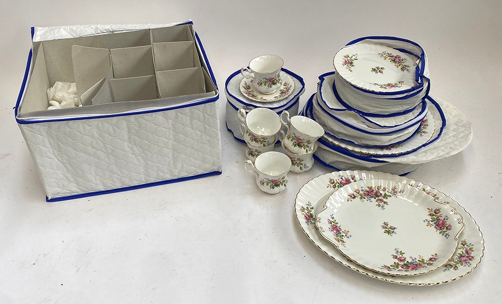 A Royal Albert 'Moss Rose' dinner service for approx. six place settings, dinner plates, side