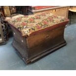 An upholstered 19th century ottoman of sarcophagus form (af), with grospoint cover, 76x52x50cmH