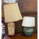 Four various table lamps, one in Chinese style