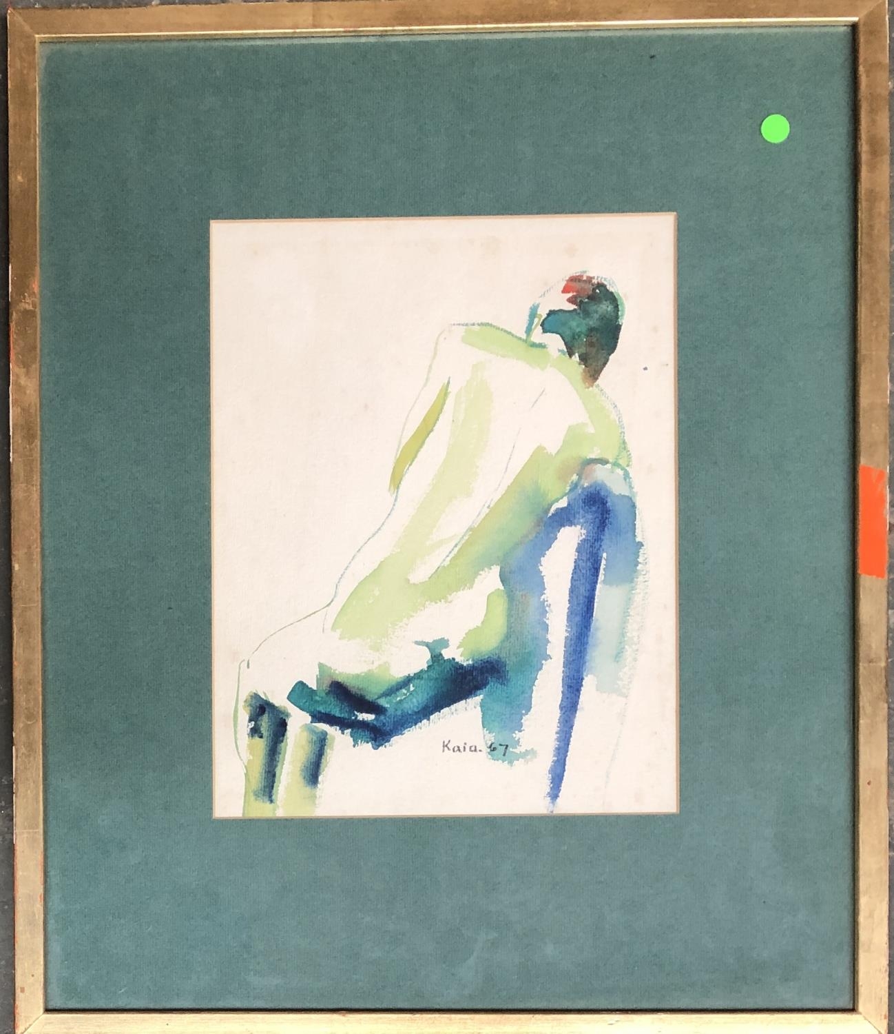 Kaia Mayer (1925-2005) watercolour of a nude study, signed and dated '67, 28.5x22cm
