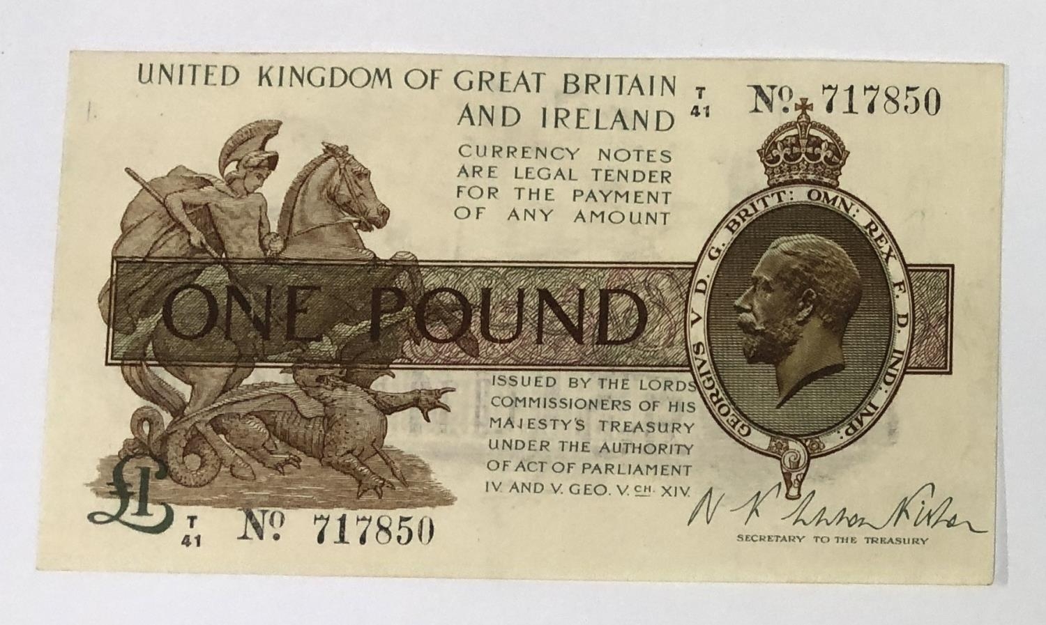 A George V one pound treasury note, 1919, N F Warren Fisher, T41 717850