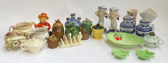 A mixed lot of mainly vintage ceramics, to include Sylvac jam pots; Charmouth pottery honey pot;