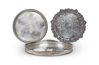 A lot of three 19th and 20th century silver plated trays, the largest 46.5cm wide