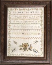 20th century alphabet sampler by Mary Carver, 29x22cm