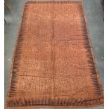 A large 19th/early 20th century Polynesian tapa bark cloth, likely a Fijian Masi Kuvui, zig-zag