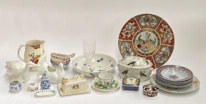 A mixed lot of ceramics to include a George Clark bowl with hand painted dragonfly design,