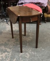 A drop leaf occasional table with single end drawer, 63cmH