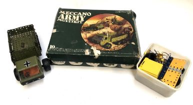 A small lot of vintage Meccano to include army multikit, boxed