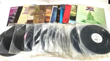 VINYL LPS ETC. This lot is a 1960s LP carry case which has about 15 LPs (Pink Floyd, Eurhythmics,