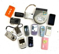 A mixed lot of mobile phones, cameras etc, to include iphone 3G 32gb; Ipod Mini; various Blackberry,