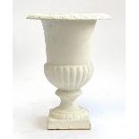 A white painted cast iron Campana urn, 32cmH