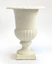 A white painted cast iron Campana urn, 32cmH