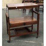 A two tier hostess trolley on large casters, 77cmW