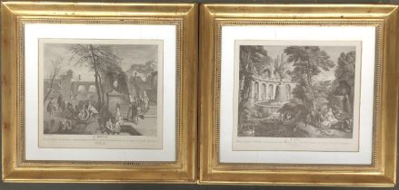 Interior design interest: After Jean-Antoine Watteau (1684-1721), a pair of well framed modern